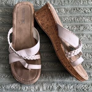 Lower East Side White Wedge Sandals with Braided Straps Women Size 9